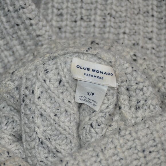 Club Monaco 100% Cashmere AMORAY Sweater Blanket Stitch Turtleneck SMALL - Picture 11 of 11